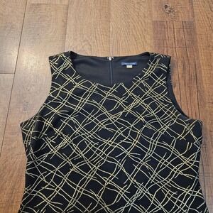 Tommy Hilfiger Women Black Gold Print Sleeveless Sheath Dress Size 16 Sparkle